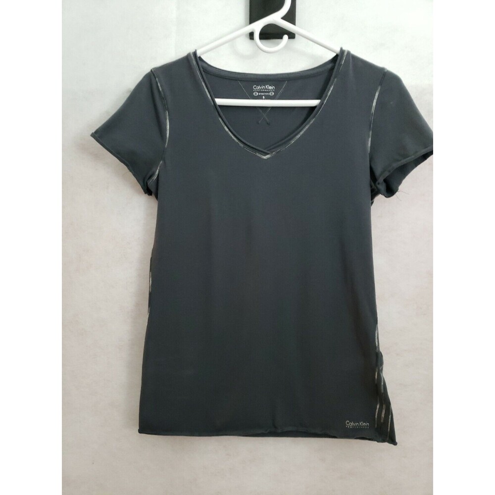 Calvin Klein Performance size S gray short sleeve vneck shirt cotton spandex